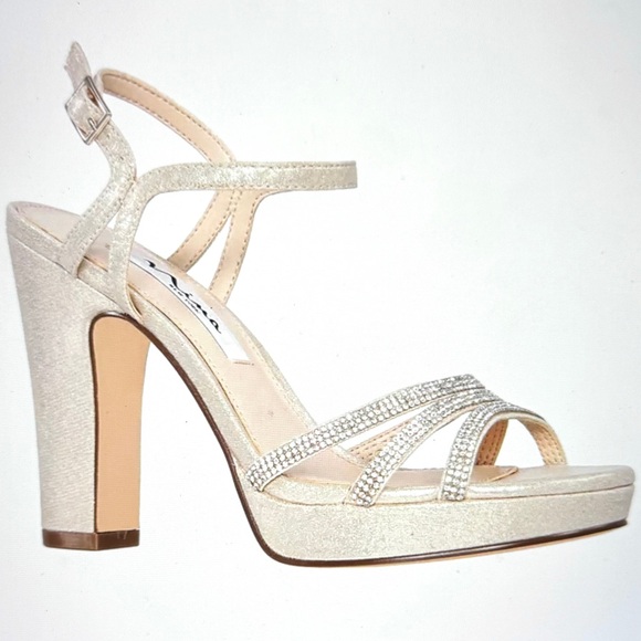 Nina Shoes - Nina Women's Saralyn Silver Platform Block Evening Sandals NWOT